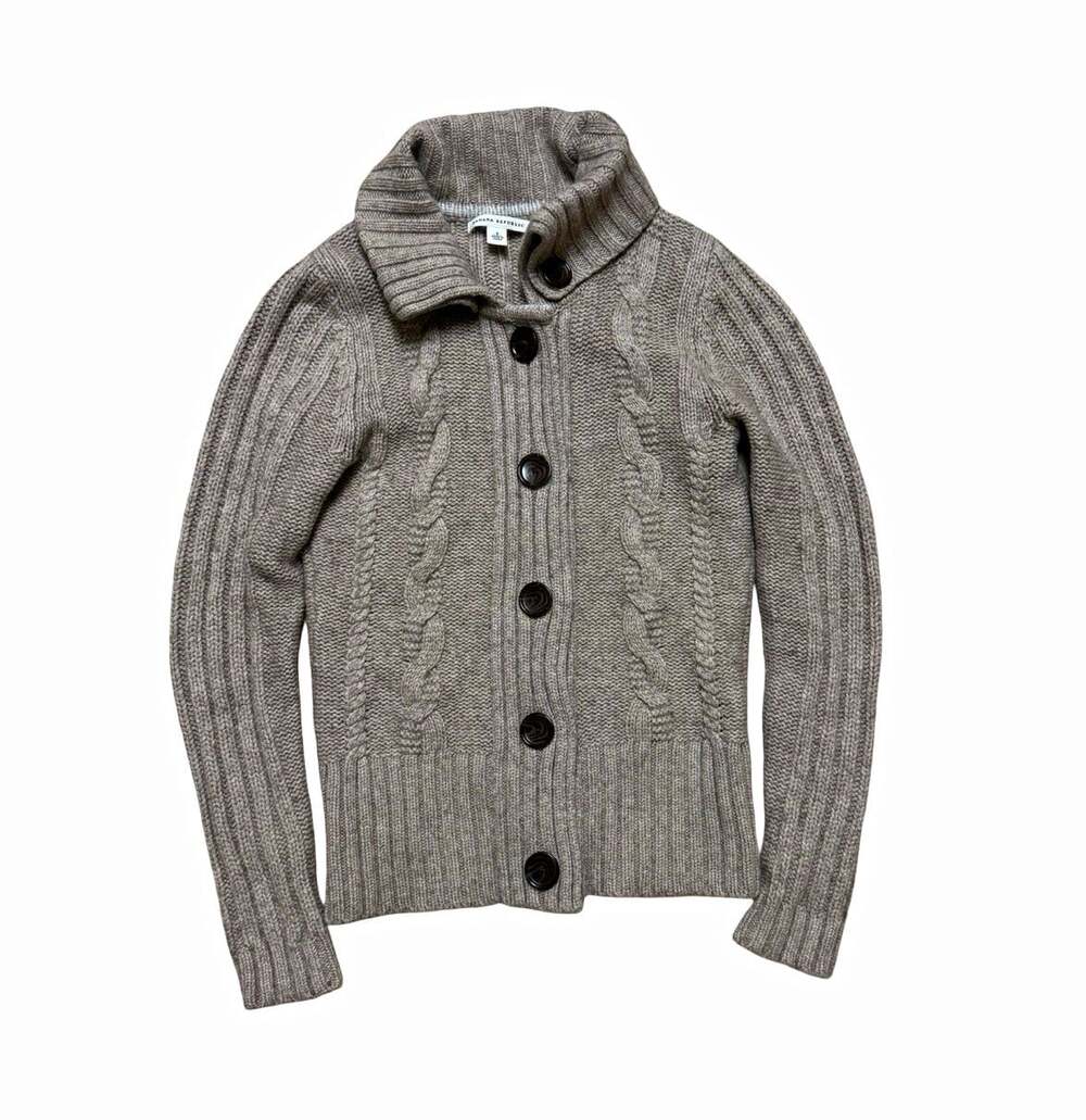 Banana Republic Beige Cable Knit Collared Button-Front Cardigan Sweater S